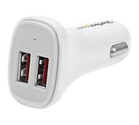 StarTech.com Chargeur de voiture double USB - Adaptateur allume cigare à 2 ports USB - Haute puissance (24 W/4,8 A) - Blanc (USB2PCARWHS)