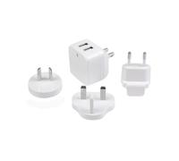 StarTech.com Chargeur Mural USB 2 Ports 17W (3.4A) International USB2PACWH : 5V, 1x1A + 1x2.4A, Fiches AU/EU/NA/UK, 100-240V, Blanc