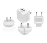 Chargeur mural USB à 2 ports - Haute puissance 17W / 3,4A - Chargeur de voyage international - Adaptateur secteur USB - Blanc - Adaptateur secteur -