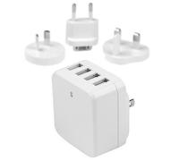 StarTech.com Chargeur mural USB à 4 ports - (34 W/6,8 A) - Chargeur de voyage international - Blanc