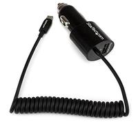 StarTech.com Chargeur pour voiture double avec câble Micro USB et port USB 2.0 - Haute puissance 21W / 4,2A - Noir (USBUB2PCARB)