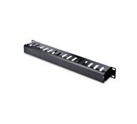 StarTech.com CMDUCT1UX : Panneau de Gestion de Câbles Rack 1U Horizontal Acier Noir, Gaine à Doigts avec Couvercle, EIA RS310-D, Vis M5/M6 Incluses