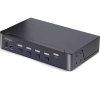 StarTech.com Commutateur KVM 4 ports 8K DisplayPort 1.4, 8K 60Hz / 4K 144Hz, DP 1.4, 2x ports USB 3.0, 4x ports USB 2.0 HID, commutateur KVM DisplayPort, bouton & hotkey, MST Pass-Through - OS indépen