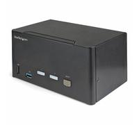 StarTech.com Commutateur KVM DisplayPort 2 Ports pour 3 Moniteurs - 4K 60Hz UHD HDR - KVM de Bureau DP 1.2 avec Hub USB 3.0 2 ports (5Gbps) et 4 Ports USB 2.0 HID, Audio - Commutation par Touches - TA