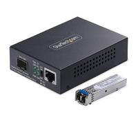 StarTech.com Convertisseur de Média Gigabit Ethernet Cuivre vers Fibre Optique, SM LC, 40 km, 10/100/1000 Mbps, RJ45 vers LC, Entièrement Métallique, Trames Jumbo 9K, Conforme TAA