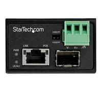 StarTech.com Convertisseur Fibre RJ45 PoE+ Industriel 30W - SFP vers RJ45 - Gigabit Fibre Optique Mono Mode/Multi Mode vers Cuivre - Mini Boîtier IP-30 Durable / -40 à +75°C (IMC1GSFP30W) - Convertiss