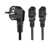 StarTech Câble d'alimentation PC PXT101YEU2M – cordon en Y Schuko vers 2x C13 2 m Noir 10A 250V