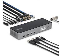 StarTech.COM Station d'accueil USB-C Triple Écran, Station de Recharge pour PC Portable 140W, HDMI 4K 60 Hz ou DisplayPort