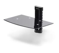StarTech.com Étagère AV Murale Flottante, Support à Hauteur Ajustable pour Sous Télévision, Support Mural pour TV, Organiser l'Équipement A/V sur l'Étagère en Verre Trempé Noir