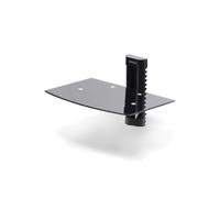 StarTech.com Étagère Murale AV Réglable 7kg, Verre Trempé Noir 5mm, 250x360mm, Aluminium/Acier, Gestion Câbles Intégrée, Montage Mural Inclus