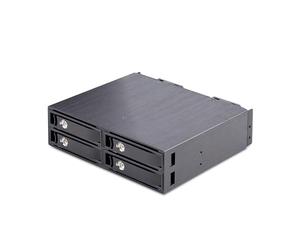 StarTech.COM Fond de Panier à 4 Baies pour disques U.2, s'adapte dans Une Baie de 5,25", boîtier Rack Mobile pour SSD NVMe U.2 de 2,5" (SFF-8639), Comprend des câbles Mini-SAS HD / Plateaux Amovibles