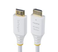 StarTech.com Câble HDMI Haut Débit Certifié Premium de 1,8m, 4K 60Hz/1440p 144Hz, 18Gbps, Cordon HDMI 2.0, Gaine TPE, Blanc