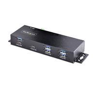 StarTech.com Hub Industriel USB 10Gbps à 7 Ports avec Adaptateur d'Alimentation, Métal, Montable, 5 Ports USB-A et 2 Ports USB-C en Aval, Protection ESD, Hub USB Alimenté, TAA