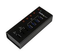 StarTech.com Hub USB 3.0 (5Gbps) Alimenté de 4 ports avec Station de Recharge de 3 ports USB (2 x 1A, 1 x 2A) - Fixation Murale