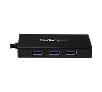 StarTech.com Hub USB 3.0 (5Gbps) portable à 3 ports avec câble intégré plus Gigabit Ethernet - Aluminium