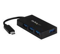 StarTech.com Concentrateur USB-C 4 Ports USB-A (USB 3.0 SuperSpeed 5Gbps) - Concentrateur de Charge Portable USB-C vers USB-A BC 1.2 avec Adaptateur Secteur