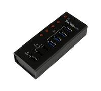 StarTech.com Hub USB 3.0 Alimenté de 4 ports avec Station de Recharge de 3 ports USB (2 x 1A, 1 x 2A) - Boîtier en Métal à Fixation Murale - Concentrateur (hub) - 4 x SuperSpeed USB 3.0 - de...