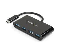StarTech.com Hub USB 3.0 compact à 4 ports alimenté par bus - 5Gbps - Concentrateur USB Type-C - USB-C vers 4x USB-A (HB30C4AB)