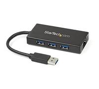 StarTech.com Hub USB 3.0 (5Gbps) portable à 3 ports avec câble intégré plus Gigabit Ethernet - Aluminium