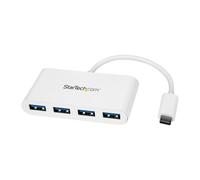 StarTech.com Hub USB-C - Hub USB 3.0 à 4 ports compact - USB-C vers 4x USB-A - Adaptateur USB C - Alimenté par bus - Blanc (HB30C4ABW) - concentrateur (hub) - 4 ports