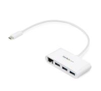 StarTech.com Hub USB-C à 3 ports avec Gigabit Ethernet - USB 3.0 (5Gbps) - USB-C vers 3x USB-A - Blanc