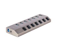 StarTech.com Hub USB-C Auto-Alimenté à 7 Ports avec Interrupteurs Marche/Arrêt Individuels, Hub d'Extension USB 3.0 (5 Gbps) avec Bloc d'Alimentation, Répartiteur USB-C vers USB-A pour PC de Bureau et