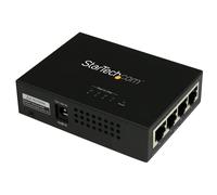 StarTech.com Injecteur PoE+ à 4 ports Gigabit - Midspan Power over Ethernet à fixation murale - 802.3at/af - Injecteur de puissance - CA 100-240 V - 120 Watt - connecteurs de sortie : 4 - noir - pour