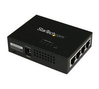 StarTech.com Injecteur PoE+ à 4 ports Gigabit - Midspan Power over Ethernet à fixation murale - 802.3at/af - Injecteur de puissance - CA 100-240 V - 120 Watt - connecteurs de sortie : 4 - noir - pour