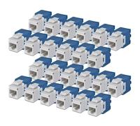 StarTech.com Jack Keystone Cat6, Lot de 24 Prises Ethernet RJ45 Keystone, Prise Murale UTP Cat6, 180 Degrés Sans Outil, Blanc