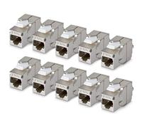 StarTech.com Jack Keystone Cat6a Blindé, Lot de 10 Prises Ethernet RJ45 Keystone, Prise Murale STP Cat6a, 180 Degrés Sans Outil