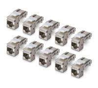 StarTech.com Jack Keystone Cat6a Blindé, Lot de 10 Prises Ethernet RJ45 Keystone, Prise Murale STP Cat6a, 90 Degrés Sans Outil