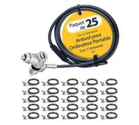 StarTech.com Lot de 25 Antivols Universels de 2m pour Ordinateur Portable, Antivol à Clé, Compatible Noble Wedge/Nano/K-Slot