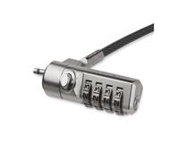StarTech.com LTLOCK4D : Câble de Sécurité à Code Réinitialisable pour Ordinateur Portable (2m, Acier Zingué, Kensington Slot K, Charnière Pivotante 360°)