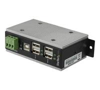 StarTech.com Multiprise USB 2.0 industrielle à 4 ports avec protection électrostatique (ESD) 15 kV (HB20A4AME) - Concentrateur (hub) - 4 x USB 2.0 - Montage sur rail DIN - Tension CC - Conformité...