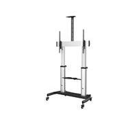 StarTech.com Pied TV Mobile - Chariot Support Télé Robuste Écrans 60-100" 100kg - Support TV Écran Plat sur Pied Roulettes - Hauteur Réglable - Support Télévision Universel + Étagères (STNDMTV100) chariot - pour écran plat - noir, argent