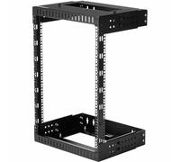 StarTech.com Rack Réseau Mural 15U 19" - Profondeur Ajustable 30,5-50,8cm Rack Serveur à Cadre Ouvert 2 Pieds pour Équipement AV/Data/IT/Com/Ordi/Switch avec Écrous et Vis de Cage (RK15WALLOA) - rack - 15U