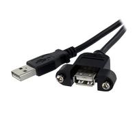 StarTech.com Rallonge de câble USB 2.0 à montage sur panneau / goulotte A vers A de 30cm - F/M - Noir