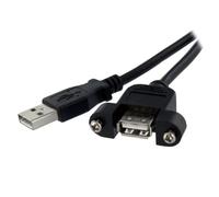 StarTech.com Rallonge de câble USB 2.0 à montage sur panneau / goulotte A vers A de 30cm - F/M - Noir (USBPNLAFAM1)