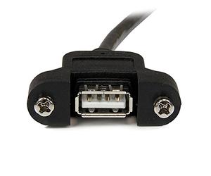 StarTech.com Rallonge de câble USB 2.0 à montage sur panneau / goulotte A vers A de 60cm - F/M - Noir (USBPNLAFAM2)