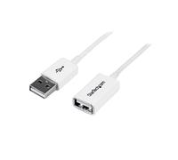 StarTech.com Rallonge USB 2.0 1m, USBEXTPAA1MW, USB A Mâle vers USB A Femelle, 480 Mbit/s, AWG 24/28, Blindage Mylar, PVC Blanc, RoHS, CE, REACH