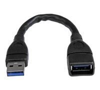 StarTech.com Câble d'extension USB 3.0 de 15cm - Rallonge USB A vers A - M/F - Noir