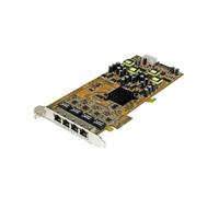 StarTech.com ST4000PEXPSE : Carte réseau PCIe Gigabit à 4 ports PoE/PSE (IEEE 802.3at), débit 2000 Mbit/s, trames Jumbo 9K, Wake-on-LAN, Windows/Linux
