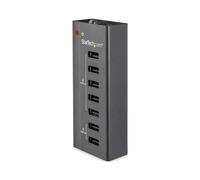 StarTech.com ST7C51224EU Station de Charge USB 7 Ports (5x 1A, 2x 2A) 60W, Support Mural Inclus, Compatible Apple/Android, Noir
