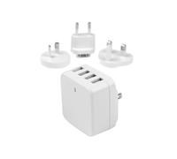 Startech.Com Chargeur Mural Usb À 4 Ports - (34 W/6,8 A) - Chargeur De Voyage International - Blanc - Adaptateur Secteur - 34 Watt - 6.8 A - 4 Connecteurs De Sortie (Usb (Alimentation...