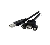 StarTech.com Rallonge de câble USB 2.0 à montage sur panneau / goulotte A vers A de 60cm - F/M - Noir