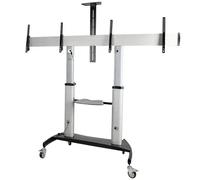 StarTech.com Dual TV Cart for 37-60in VESA TVs up to 110lb (50kg) each, Height Adjustable TV Mount, Mobile Display Cart w/ Webcam & Equipment Shelves, Lockable Casters, TV Cart on Wheels - Rolling TV Stand (STNDMTVDUO) chariot - pour 2 moniteurs / moniteu