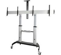 StarTech.com Dual TV Cart for 37-60in VESA TVs up to 110lb (50kg) each, Height Adjustable TV Mount, Mobile Display Cart w/ Webcam & Equipment Shelves, Lockable Casters, TV Cart on Wheels - Rolling TV Stand (STNDMTVDUO) chariot - pour 2 moniteurs / moniteu