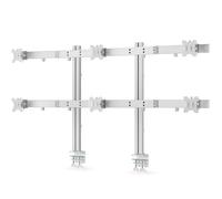 Six-Monitor Desk Mount w/ Crossbar, Up To 32" Screens/17.6lb - Kit de montage - pour 6 écrans LCD - colonne, double - acier, plastique - blanc -