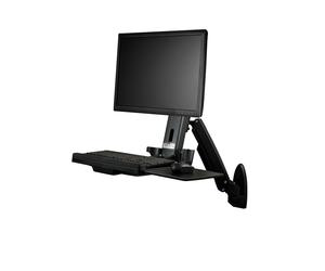 StarTech.com Support Mural Ergonomique Ajustable WALLSTS1 pour Écran jusqu'à 24", VESA 75/100, Charge 8kg, Plateau Clavier 449x207mm, Inclinaison -5°/+35°, Rotation 360°