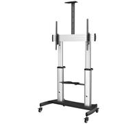 StarTech.com Support Téléviseur Mobile - Chariot Support Télé Robuste Écrans 60-100" 100kg - Support TV Écran Plat sur Pied Roulettes - Hauteur Réglable - Support Télévision Universel avec Étagères
